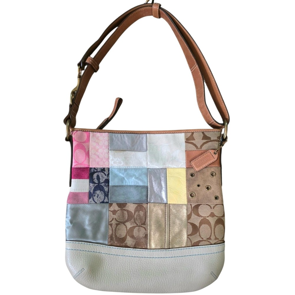 Coach Y2K Patchwork Hobo Bag Medium Colorful Leather Suede Signature Logo 10018
